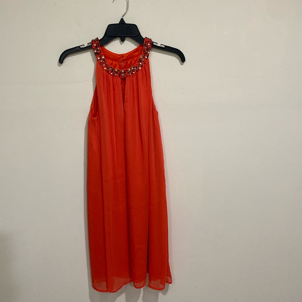 VINCE CAMUTO BRIGHT ORANGE SLEEVELESS DRESS